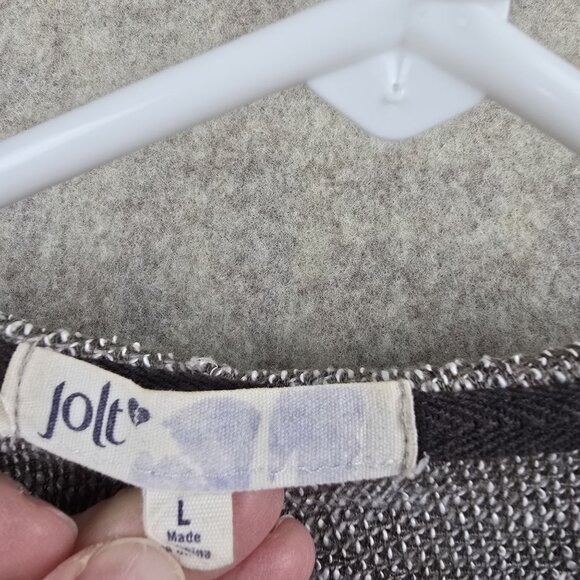 Jolt Womens Floral Knit Asymmetrical Cardigan Size L Gray & Pink Rayon Blend - Picture 3 of 7